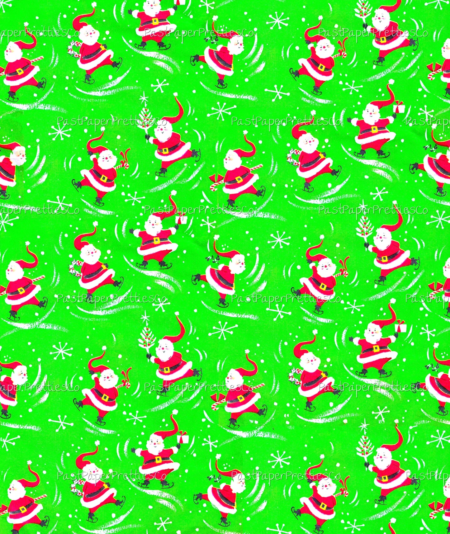 Vintage Printable Christmas Gift Wrap Skating Santa Claus Retro Wrapping Paper Collage Sheet Instant Digital Download Fun Santa Clip Art 3 Sizes