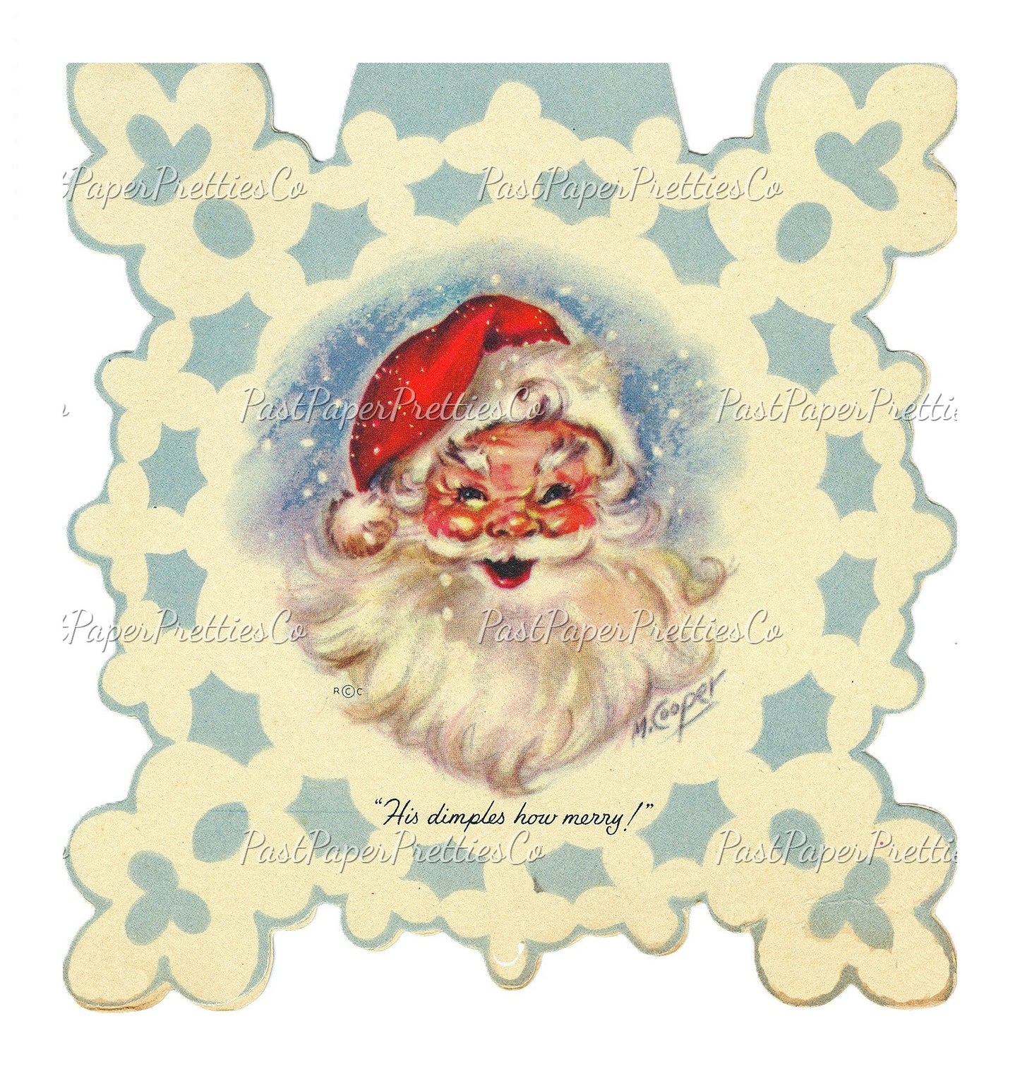 Vintage Printable MCM Snowflake Santa Claus Christmas Card Images The Night Before Christmas Story PDF Instant Digital Download