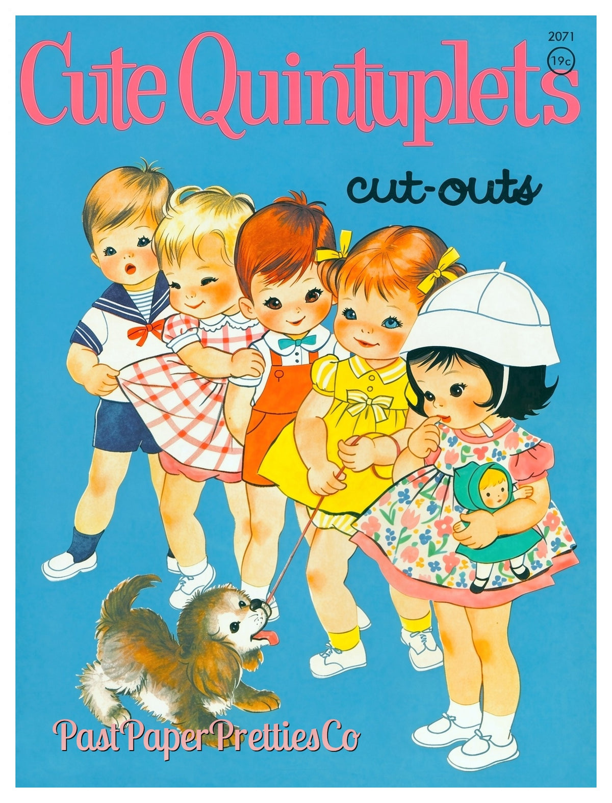 Vintage Paper Dolls Cute Quintuplets Cut-Outs 1964 PDF Printable Instant Digital Download Siblings Clipart