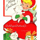 Vintage Printable Little Christmas Girl and Her Kittens Card Image Retro 1950s PDF Instant Digital Download Kitsch Kawaii Clipart JPEG PNG