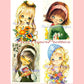 Vintage Printable Pretty Big Eyed Girls Retro Romantic 1970s Postcard Images PDF Instant Digital Download Cute Kitsch Kawaii Mod Girls