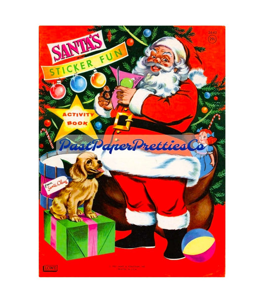 Vintage Christmas Printable Santas Sticker Fun Book 1967 PDF Instant Digital Download Retro Holiday Activity Coloring eBook