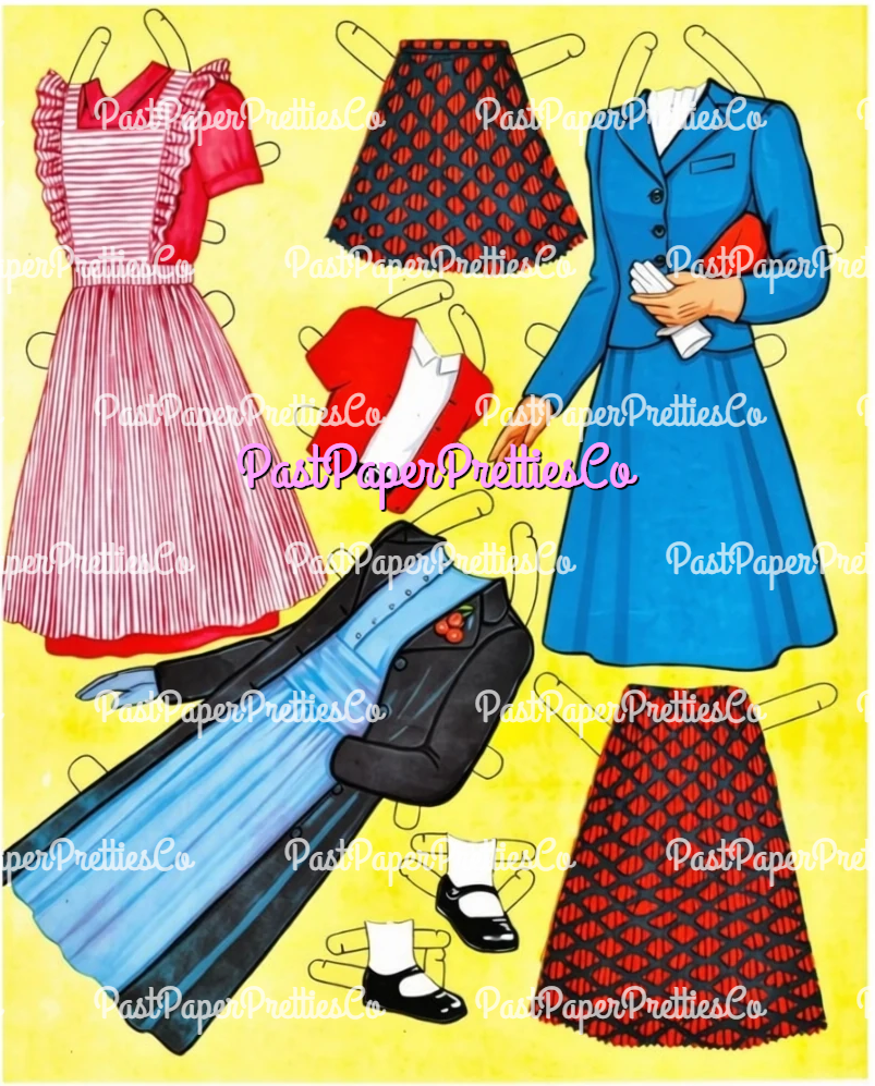 Vintage Paper Dolls Mother and Daughter Printable PDF Instant Digital Download Pretty Dolls and Clothes Queen Holden 1950s MCM Clip Art