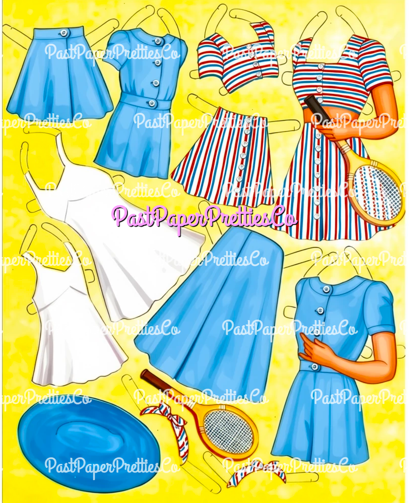 Vintage Paper Dolls Mother and Daughter Printable PDF Instant Digital Download Pretty Dolls and Clothes Queen Holden 1950s MCM Clip Art