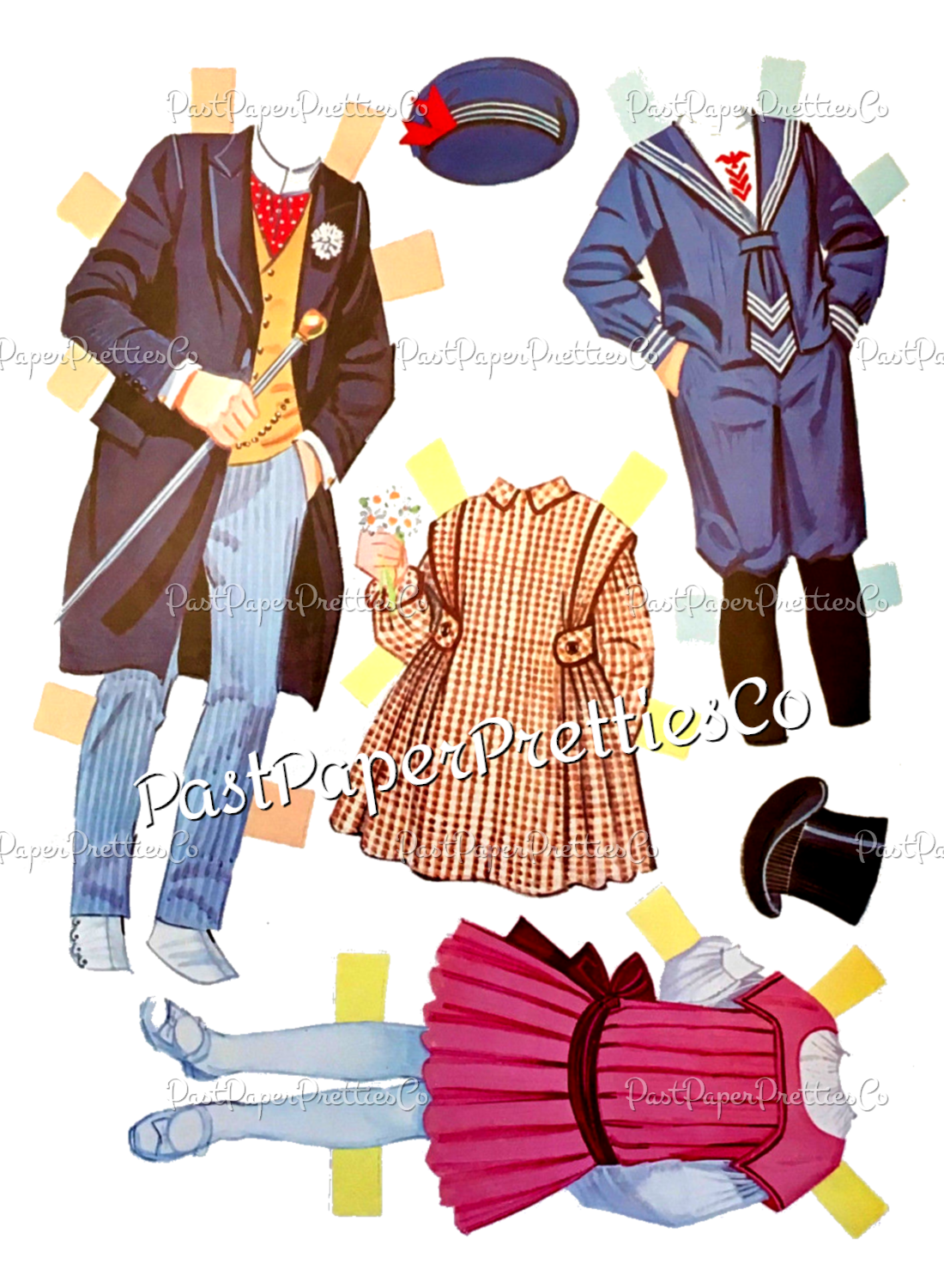 Vintage Paper Dolls Chitty Chitty Bang Bang 1968 PDF Printable Instant Digital Download Dick Van Dike Family Movie Clip Art