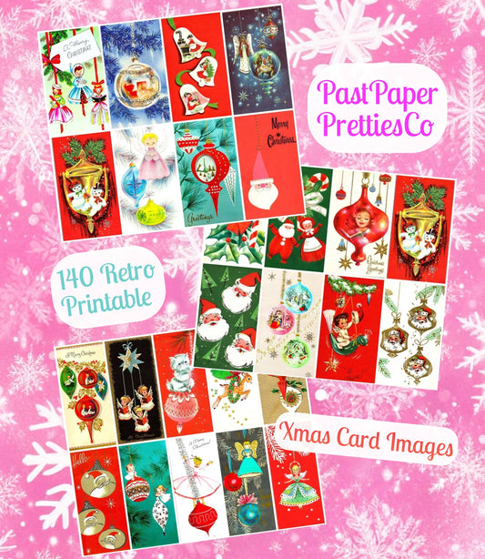 Vintage Christmas Ornament and Decor Card Collages 140 Figural Images Printable PDF Instant Digital Download MCM Anthropomorphic Clipart