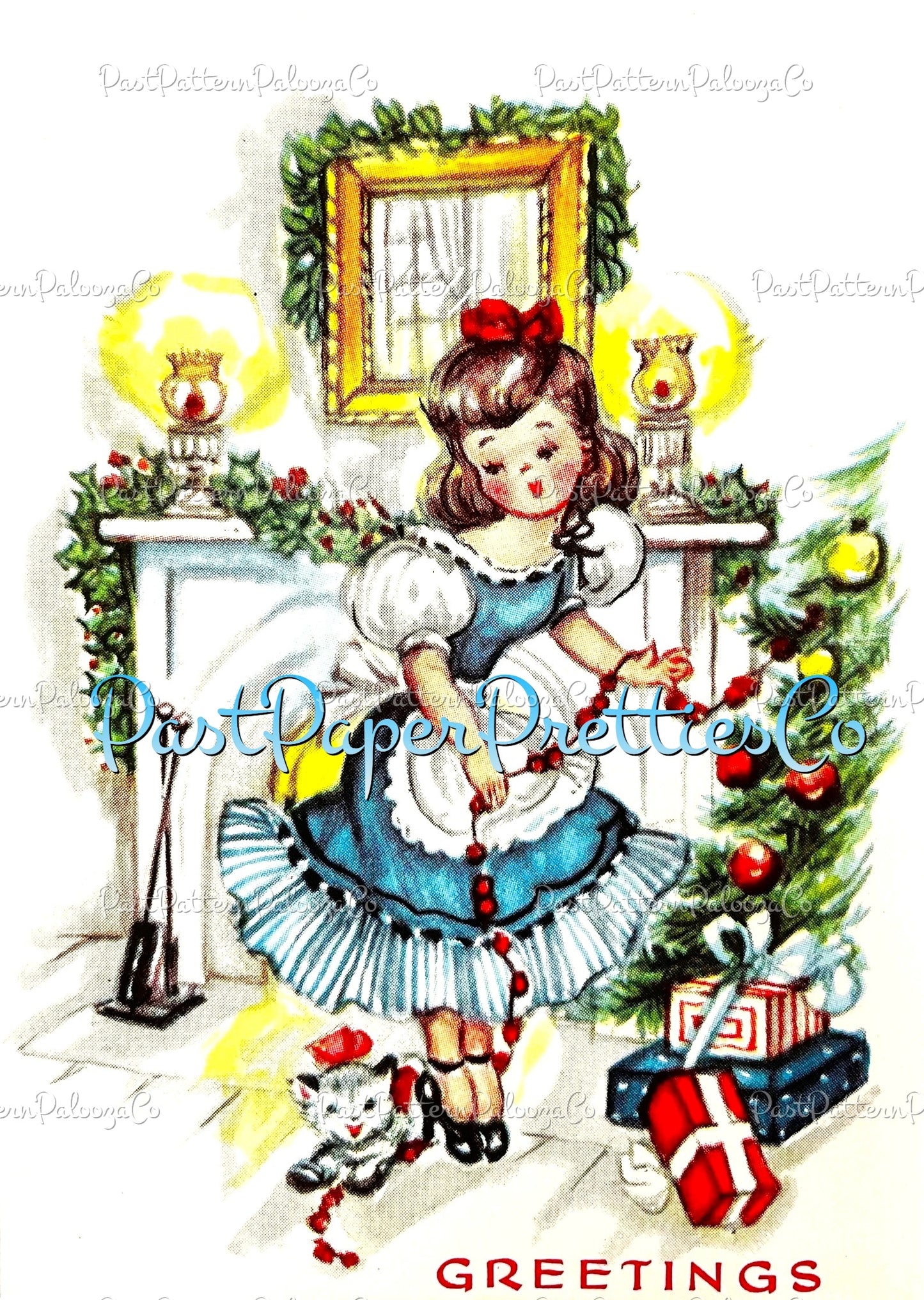 Vintage Printable Pretty MCM Happy Holiday Housewives Ladies Christmas Card Images PDF Instant Digital Download 6 Homemaker Girl Images