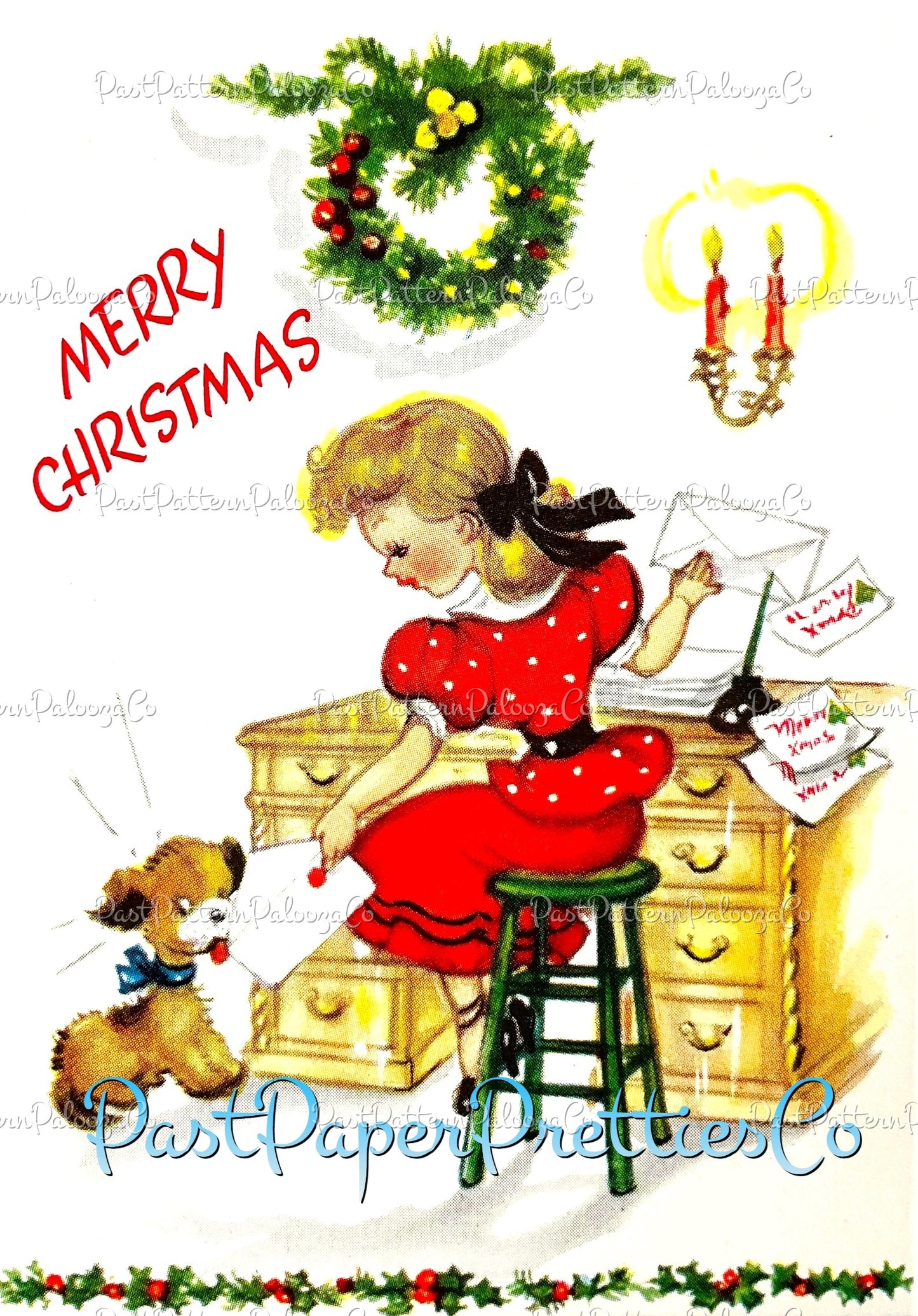 Vintage Printable Pretty MCM Happy Holiday Housewives Ladies Christmas Card Images PDF Instant Digital Download 6 Homemaker Girl Images