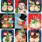 Vintage Printable Christmas Collage Sheet & Full Cards Snowman Faces Snow People PDF Instant Digital Kitsch Kawaii Snowmen 300 dpi