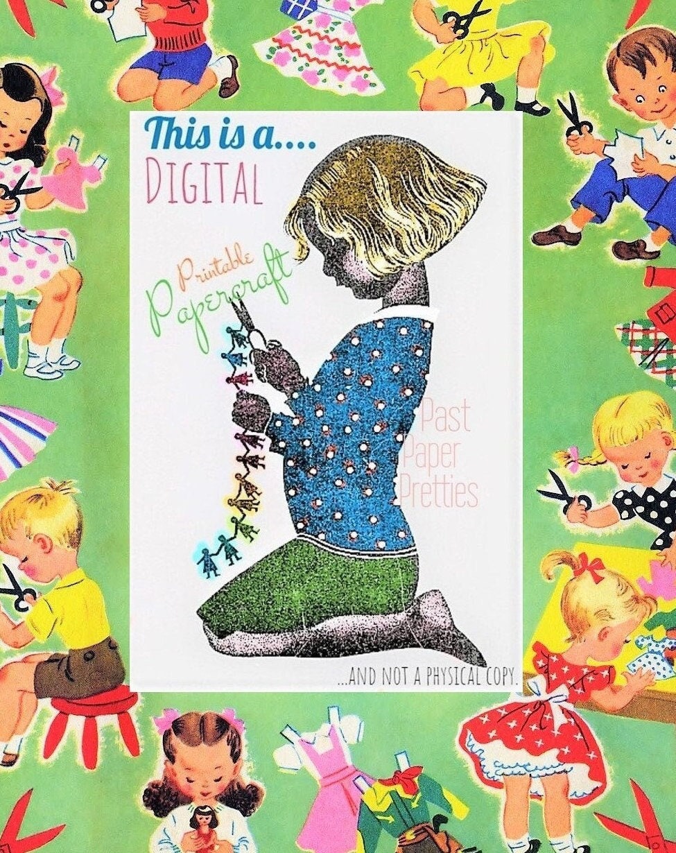 Vintage Paper Dolls Daisy 1978 Printable PDF Instant Digital Download Cute Sunbonnet Prairie Girl Clip Art