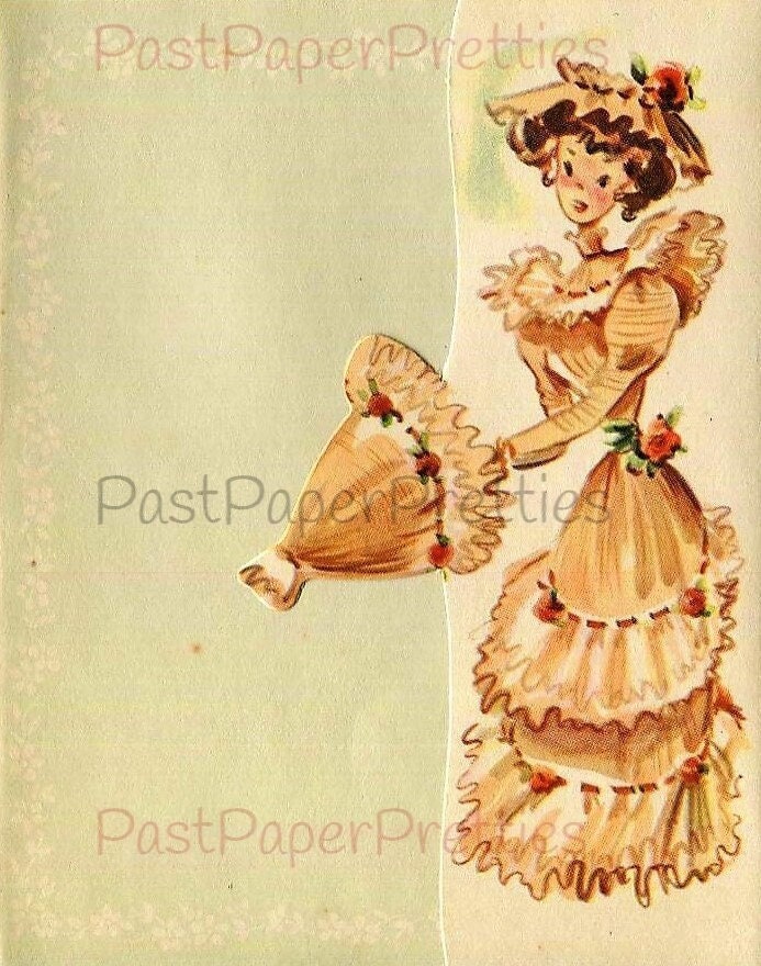 Vintage Pretty Victorian Ladies Printable Stationary Sheets Greeting Cards c. 1940s PDF Instant Digital Download 9 Designs