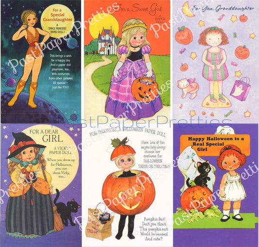 Vintage Halloween Paper Dolls Greeting Cards Adorable Little Girls Trick or Treat c. 1980s PDF Instant Digital Download Collection No. 2