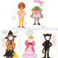 Vintage Halloween Paper Dolls Greeting Cards Adorable Little Girls Trick or Treat c. 1980s PDF Instant Digital Download Collection No. 2