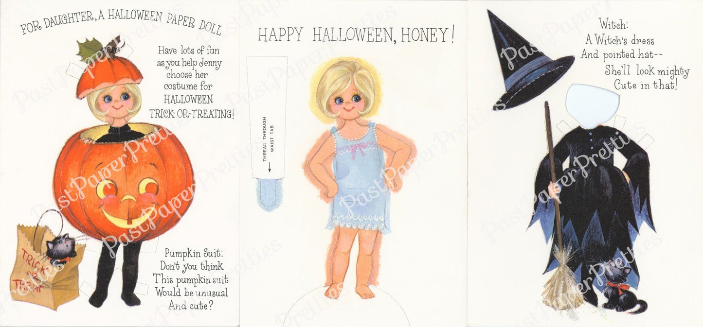 Vintage Halloween Paper Dolls Greeting Cards Adorable Little Girls Trick or Treat c. 1980s PDF Instant Digital Download Collection No. 2