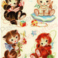 Vintage Retro Nursery Baby Kittens Printable Decals Images Collage Sheet Instant Digital Download Lot of 4 Cute Kitsch Kitty Cats 1950s