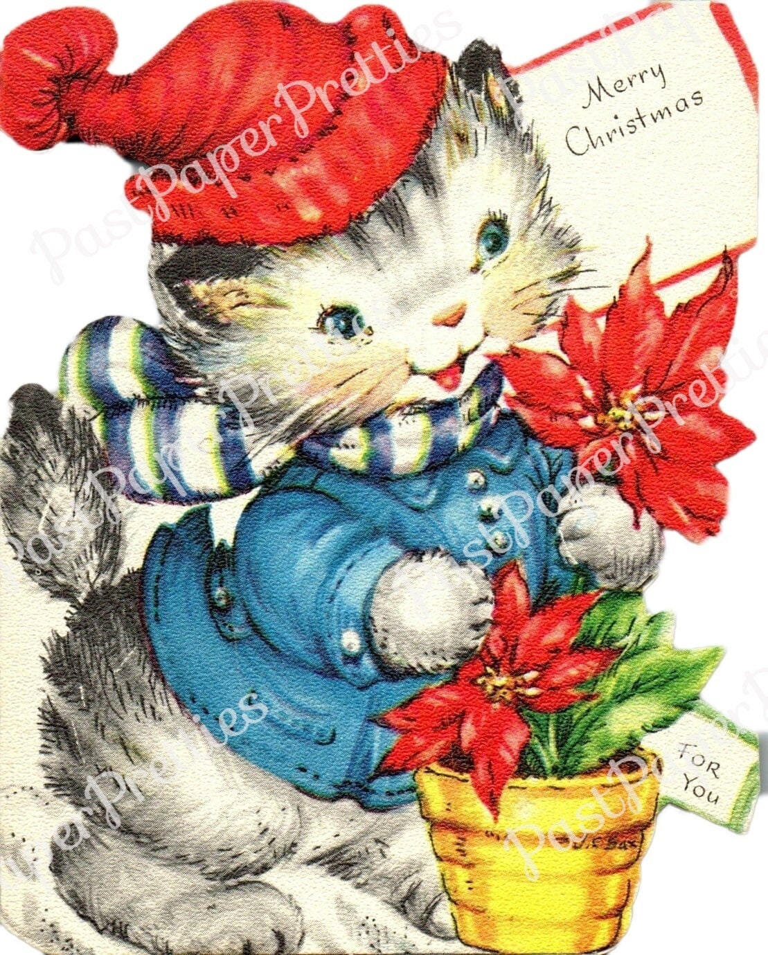 Vintage Printable Kitty Cat Christmas Collage Sheets & Full Cards ALL Cute Holiday Cats Images PDF Instant Digital Download Kitten Clipart