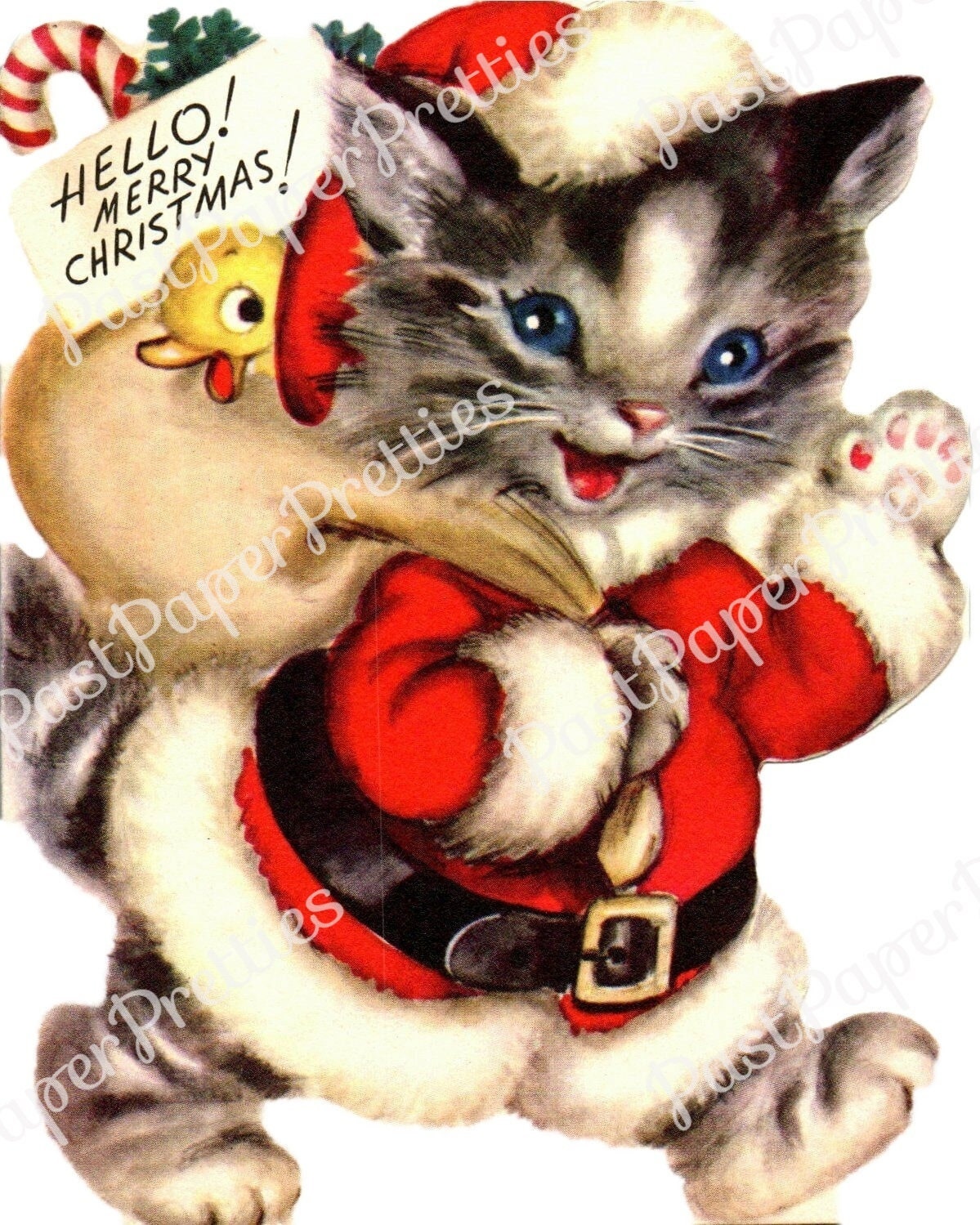 Vintage Printable Kitty Cat Christmas Collage Sheets & Full Cards ALL Cute Holiday Cats Images PDF Instant Digital Download Kitten Clipart