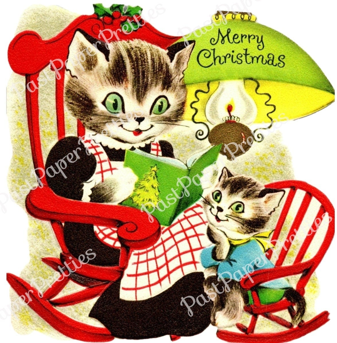 Vintage Printable Kitty Cat Christmas Collage Sheets & Full Cards ALL Cute Holiday Cats Images PDF Instant Digital Download Kitten Clipart