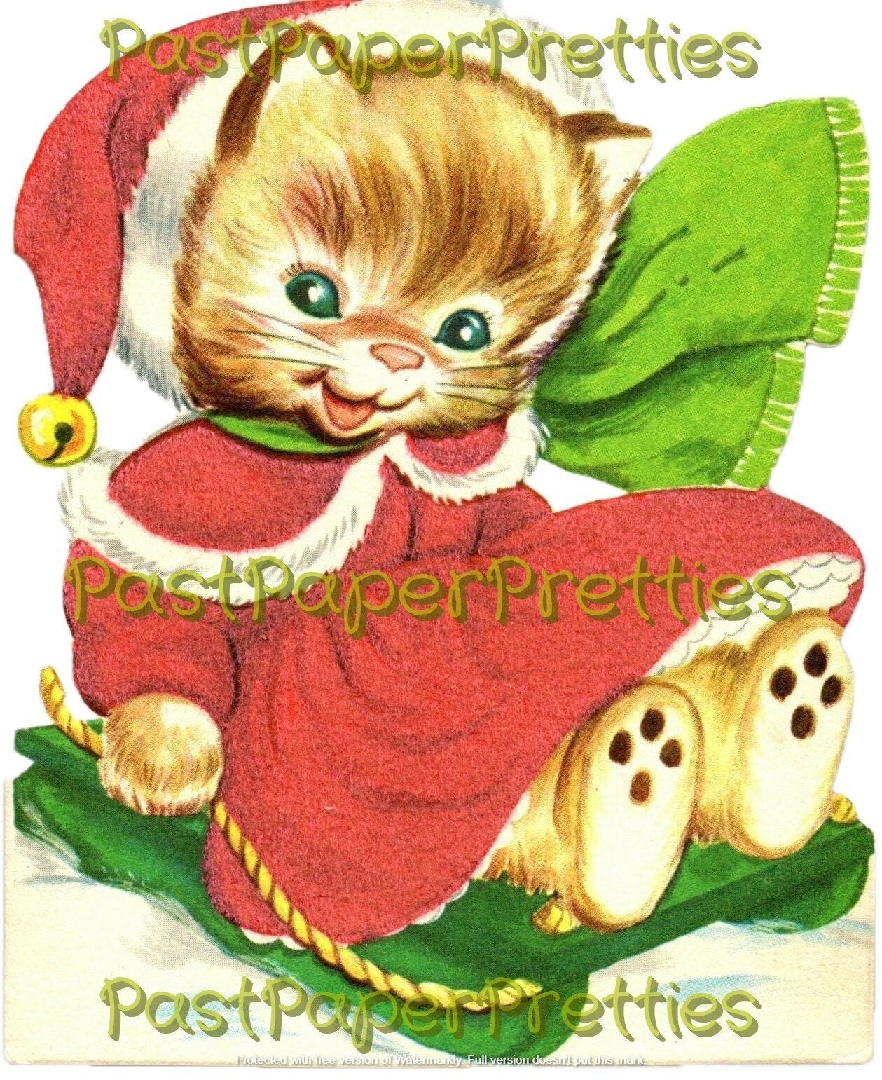 Vintage Printable Girl Kittens Kitty Cat Christmas Collage Sheets & Full Card Images PDF Instant Digital Download ALL Girly Cats Clipart