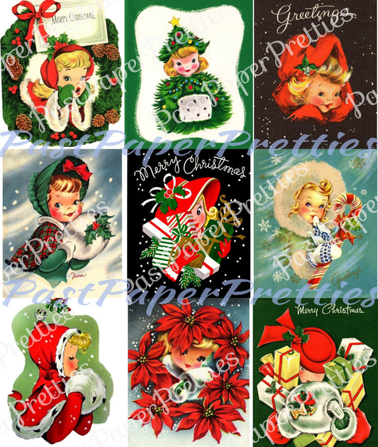 Vintage Printable Pretty Portraits Christmas Girls Collage Sheet & Card Images PDF Instant Digital Download ALL Cute Holiday Ladies Clip Art