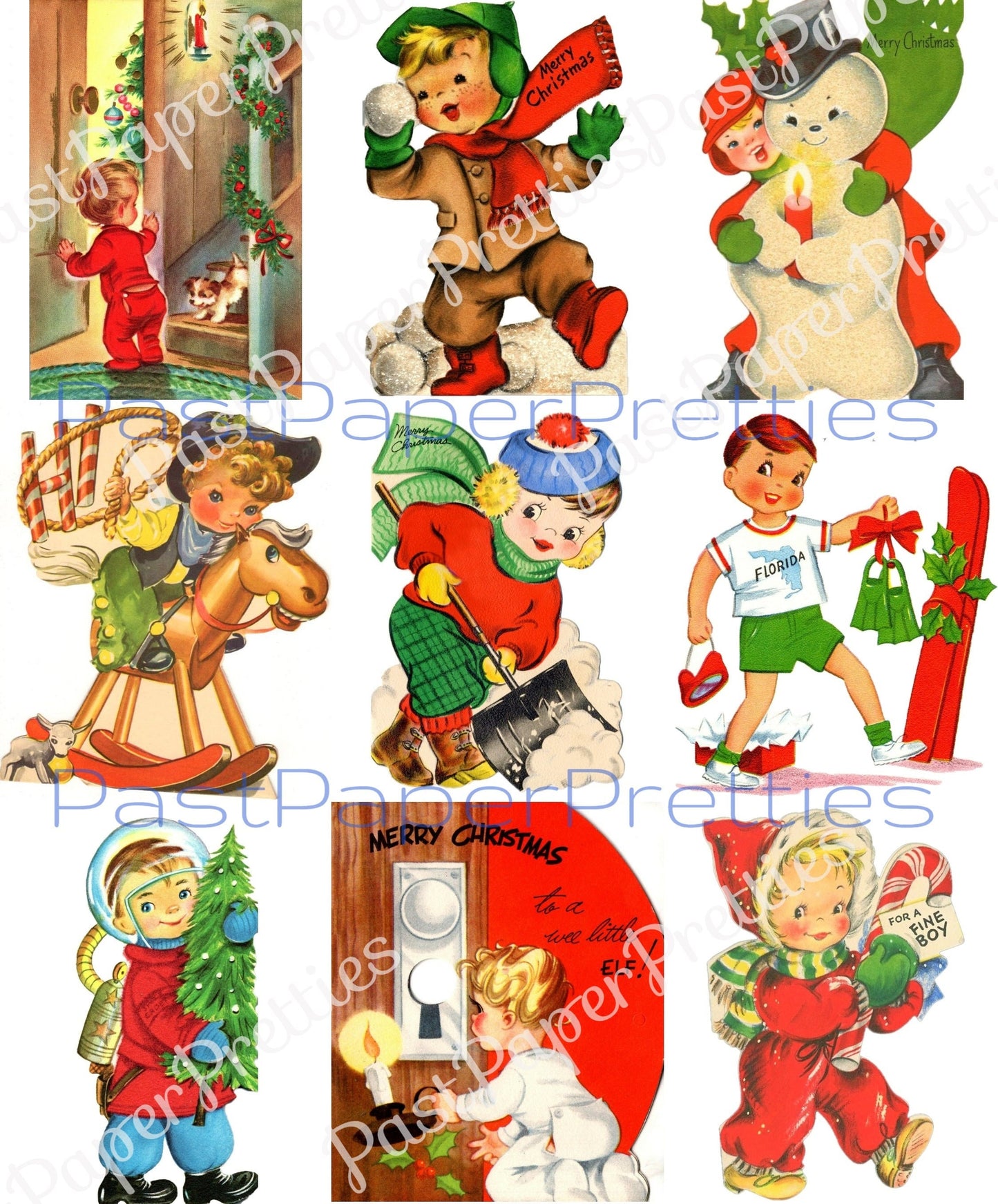 27 Vintage Printable Little Christmas Boys Collage Sheets Cards Cute Holiday Children Images PDF Instant Digital Download ALL BOYS Clip Art