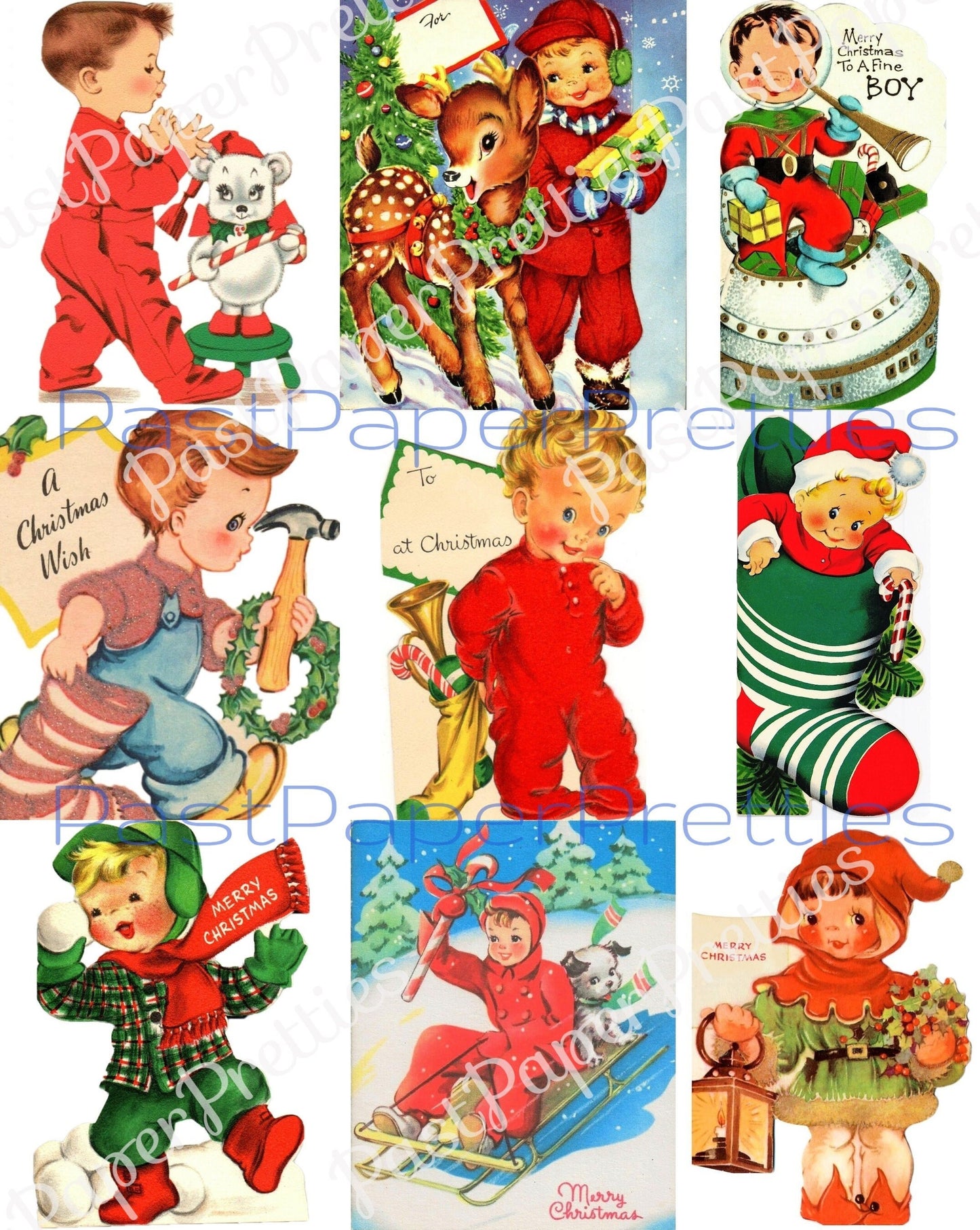 27 Vintage Printable Little Christmas Boys Collage Sheets Cards Cute Holiday Children Images PDF Instant Digital Download ALL BOYS Clip Art