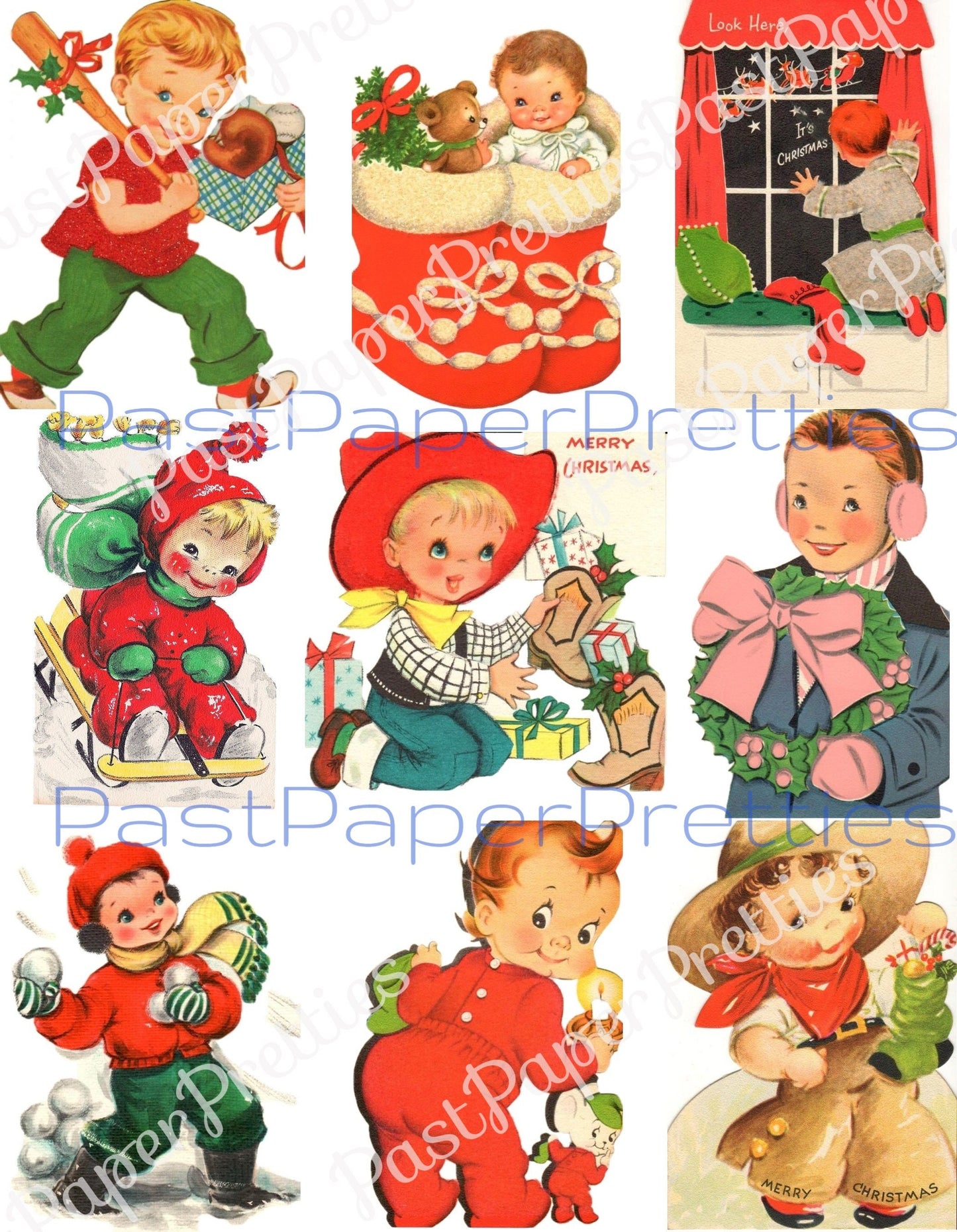 27 Vintage Printable Little Christmas Boys Collage Sheets Cards Cute Holiday Children Images PDF Instant Digital Download ALL BOYS Clip Art