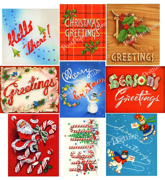 Vintage Printable Festive Font Mid Century Christmas Word Art Collage Sheets & Card Images PDF Instant Digital Download Retro  Clip Art