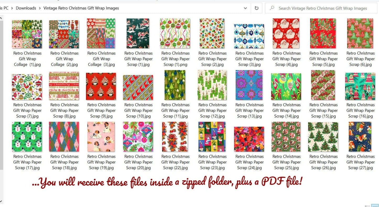 27 Vintage Printable Retro Christmas Gift Wrap Scraps Collage Full Sheets PDF Instant Digital Download Holiday Wrapping Paper SET ONE