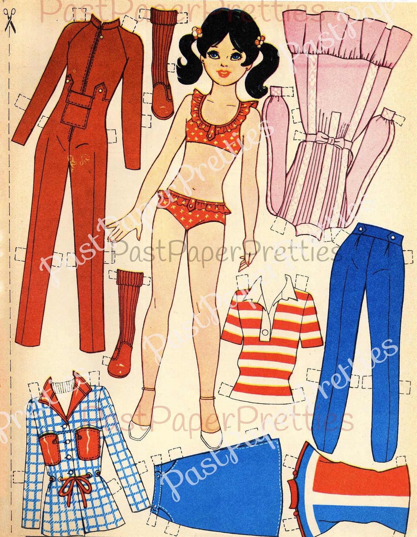 Vintage Printable Paper Dolls Retro Eighties Fashion Girls Collage Sheets 1980s Fashions Cut Out Dolls PDF Instant Digital Download 20 Pages