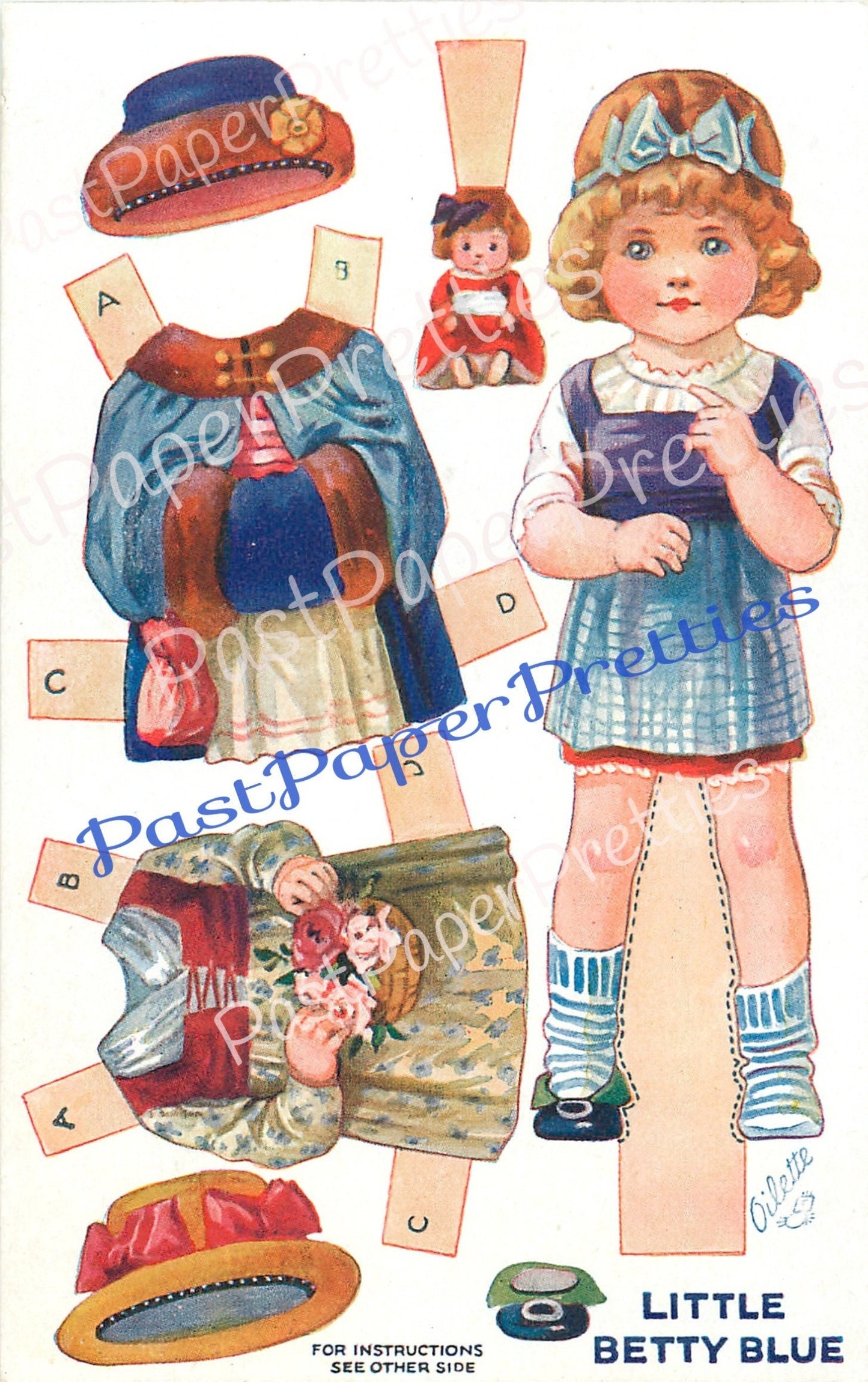 Vintage Printable Antique Paper Dolls Cute Kitsch Mother Goose Nursery Rhyme Girls Boys c. 1930s PDF Instant Digital Download 12 Oilettes