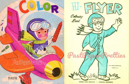 Vintage Printable Coloring Book Hi-Flyer c. 1966 PDF Instant Digital Download Cute Kitsch Boys Girls Animals Children Playing 52 Pages