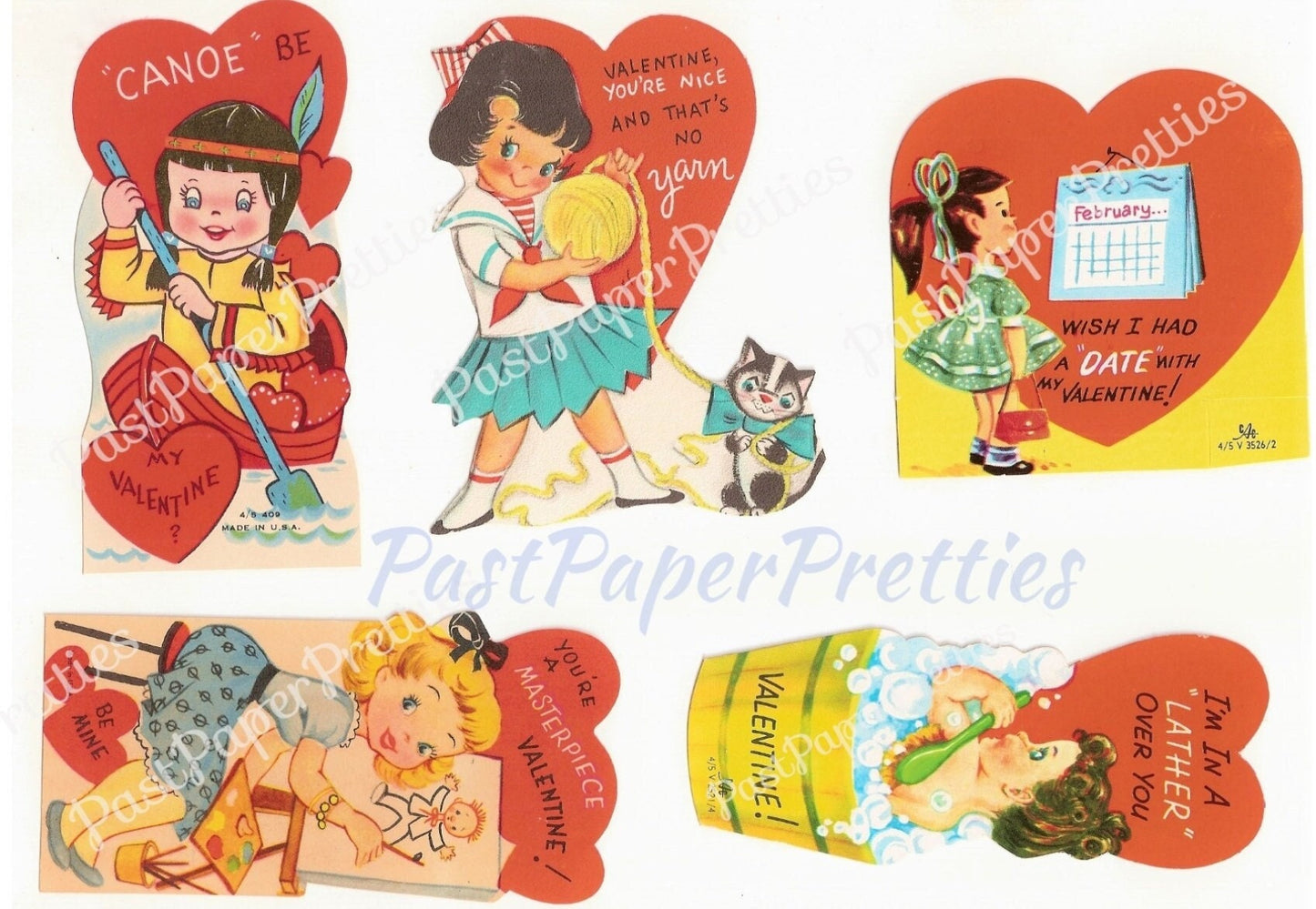 70 Vintage Printable Valentines c. 1950s Valentine Cards Cute Kitsch Girls Boys and Animals Images PDF Instant Digital Download