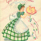 Vintage Printable Pretty Gingham Girls Happy Housewife All Occasion Greeting Card Images PDF Instant Digital Download Birthday Get Well