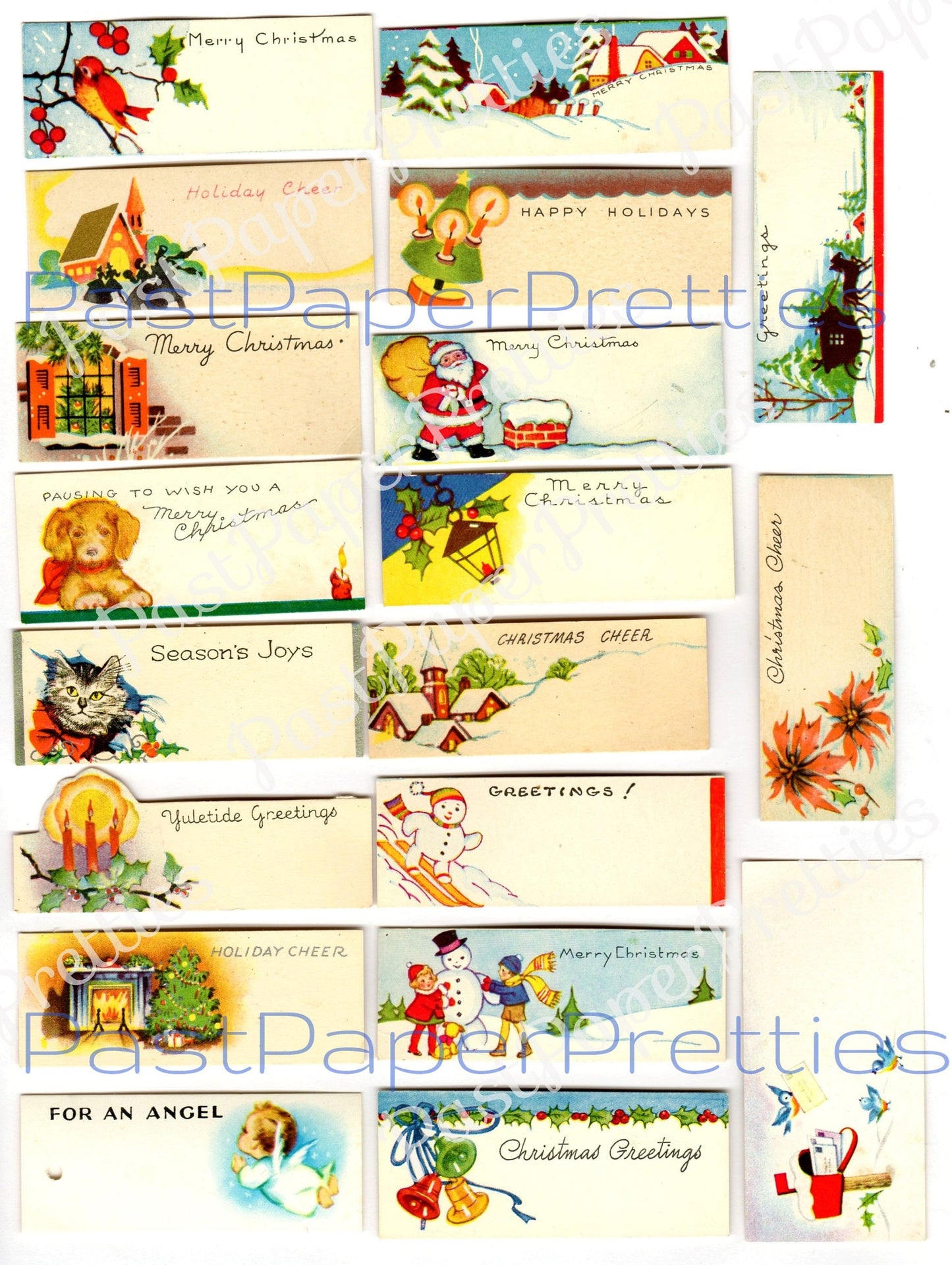 104 Vintage Printable Christmas Gift Tags Mid Century Kitsch Designs PDF Instant Digital Download Cute Retro Holiday Images 300 dpi