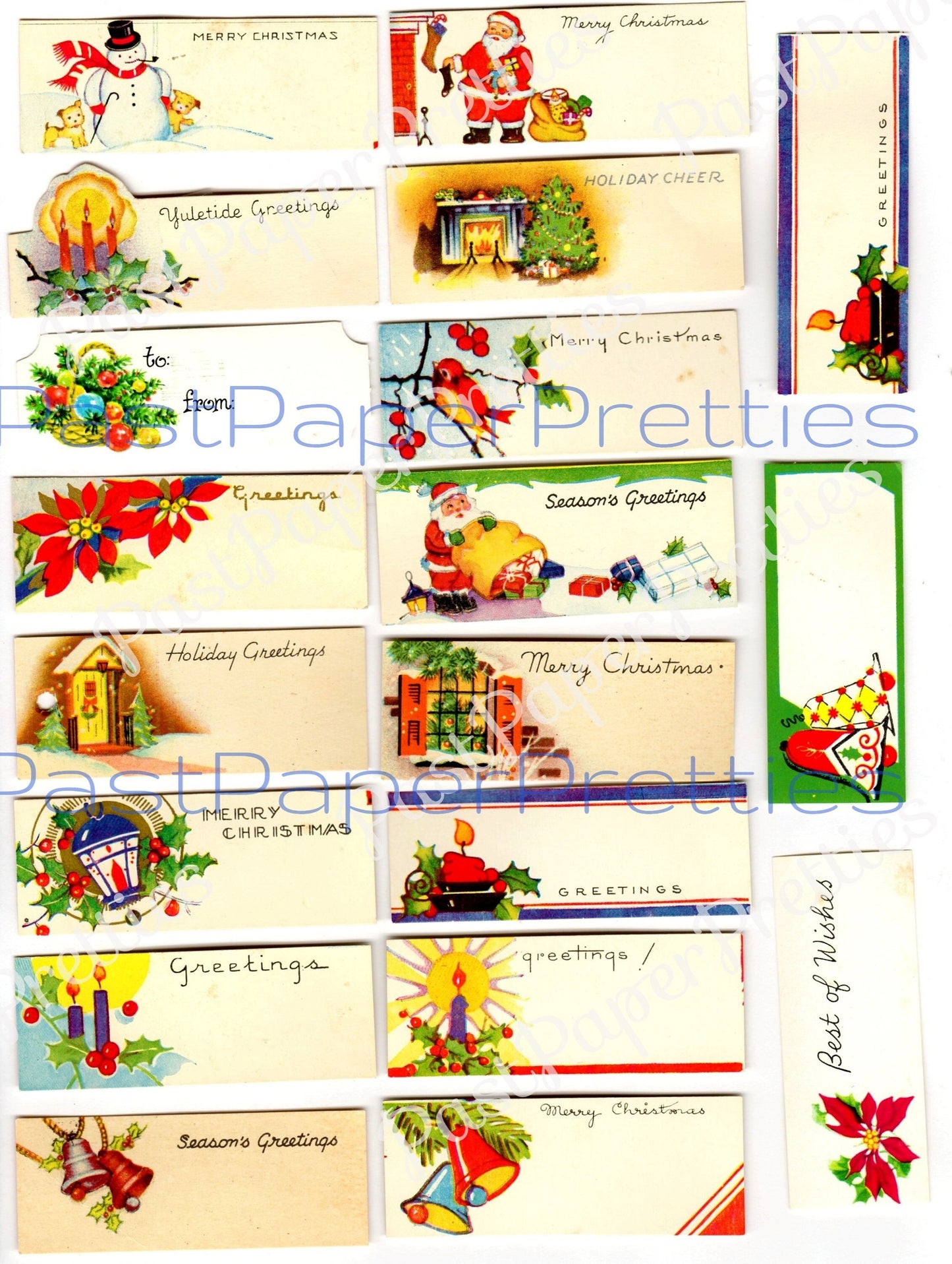 104 Vintage Printable Christmas Gift Tags Mid Century Kitsch Designs PDF Instant Digital Download Cute Retro Holiday Images 300 dpi