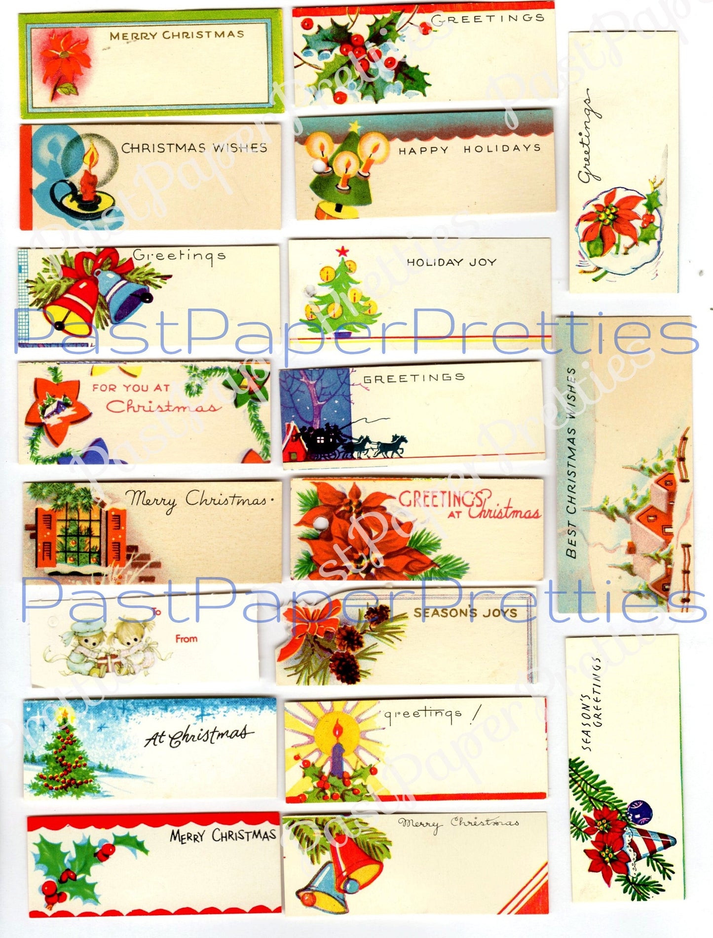 104 Vintage Printable Christmas Gift Tags Mid Century Kitsch Designs PDF Instant Digital Download Cute Retro Holiday Images 300 dpi