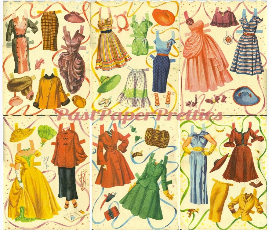 Vintage Paper Dolls Beauty Star 1940s PDF Printable PDF Instant Digital Download 3 Beautiful Pin Up Lady Dolls  1940s Fashions Clip Art