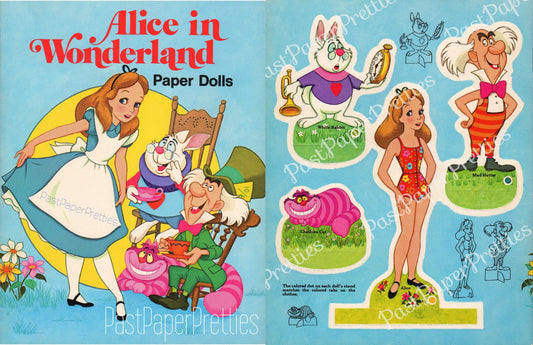 Vintage Paper Dolls Alice In Wonderland c. 1976 Printable PDF Instant Digital Download Classic Storybook Clip Art