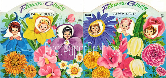 Vintage Paper Dolls Pretty Flower Girls c. 1960 Printable PDF Instant Digital Download Cute Seasonal Outfits for Every Month Kawaii Clip Art