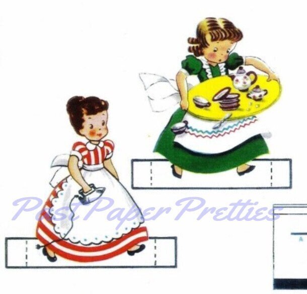 Vintage Printable Doll House Furniture Paper Dolls Lets Play Housekeeping Dollhouse Playset 1961 PDF Instant Digital Download