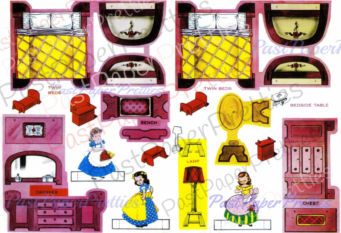 Vintage Printable Doll House Furniture Paper Dolls Lets Play Housekeeping Dollhouse Playset 1961 PDF Instant Digital Download