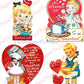 31 Vintage Retro Little Homemaker Themed Valentine Cards Cooking Cleaning Washing Collage Sheets Printable PDF Instant Digital Download