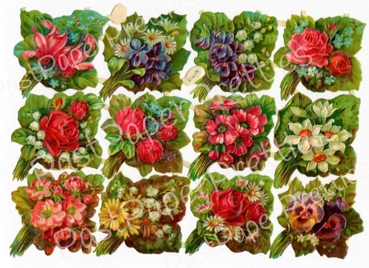 Old Country Roses Printable Vintage Antique Victorian Roses and Nosegay Flower Bouquets Printable ...