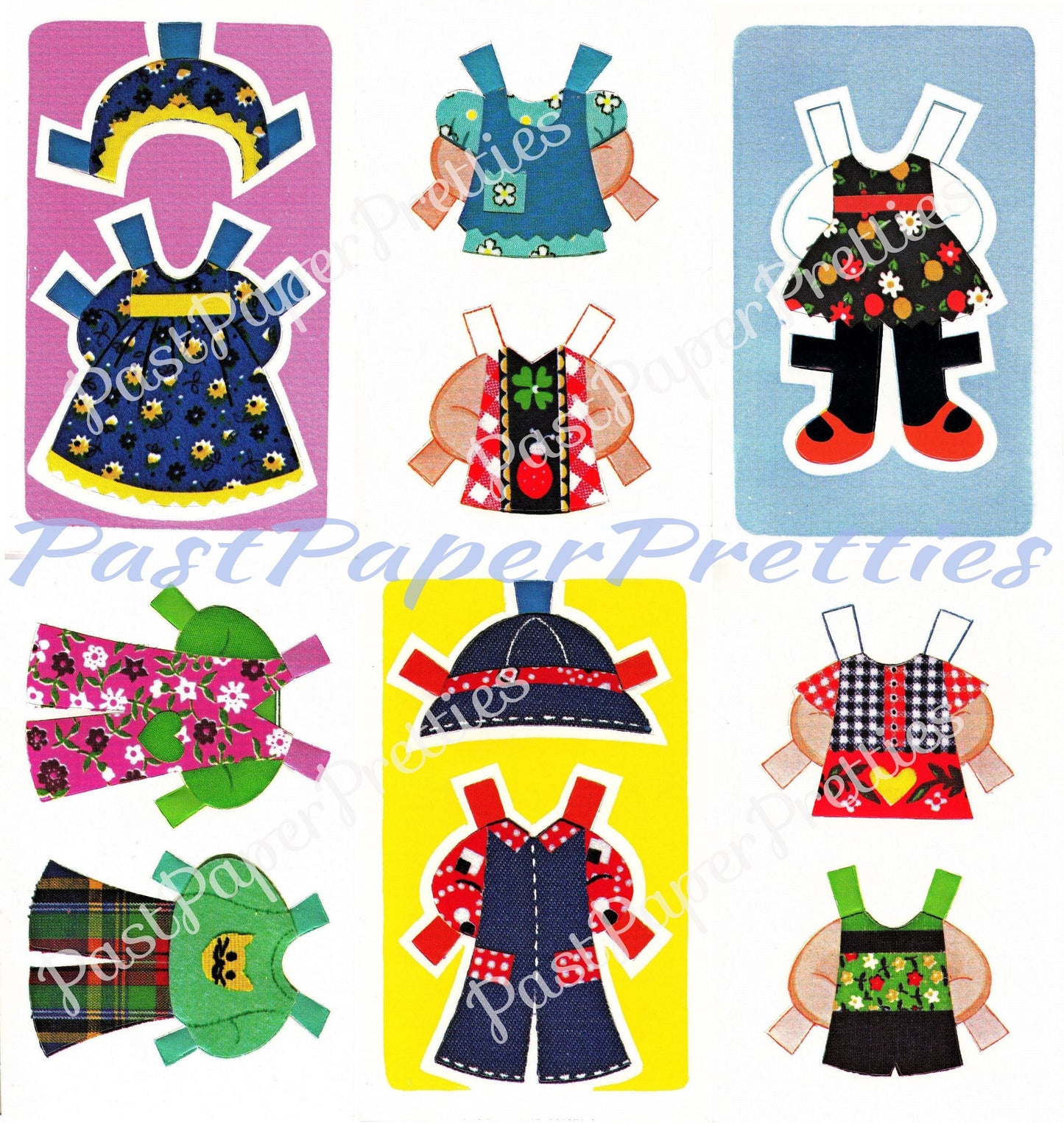 Vintage Paper Dolls Calico Miss & 18-Piece Wardrobe c. 1975 Printable PDF Instant Digital Download Cute Little Girl Gingham Prints Dresses