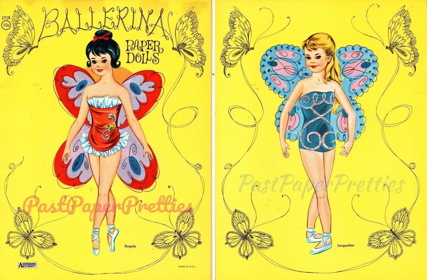 Vintage Paper Dolls The Butterfly Ballet Ballerinas c. 1957 PDF Printable Instant Digital Download 7 Cute Girl and Boy Ballet Dancers