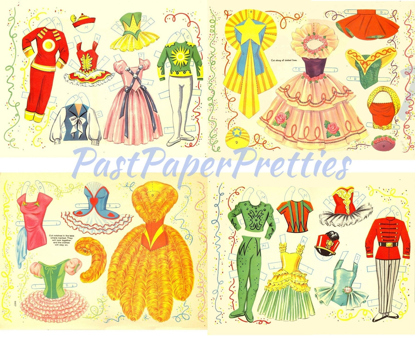 Vintage Paper Dolls The Butterfly Ballet Ballerinas c. 1957 PDF Printable Instant Digital Download 7 Cute Girl and Boy Ballet Dancers