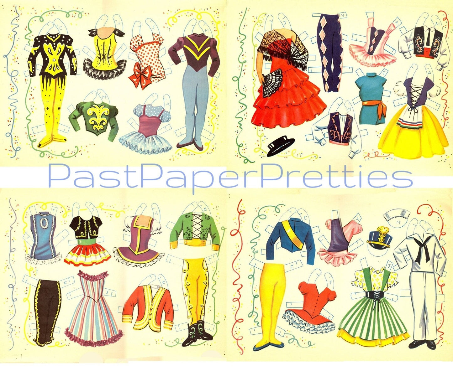 Vintage Paper Dolls The Butterfly Ballet Ballerinas c. 1957 PDF Printable Instant Digital Download 7 Cute Girl and Boy Ballet Dancers