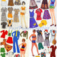 Vintage Printable Paper Dolls 4 Cute European Girls and Clothing Collage Sheets 1970s Fashions Cut Out Dolls PDF Instant Digital Download