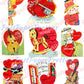 72 Vintage Kitsch Anthropomorphic Valentine Cards Images Fruit Veggies Items Objects Collage Sheets Printable PDF Instant Digital Download